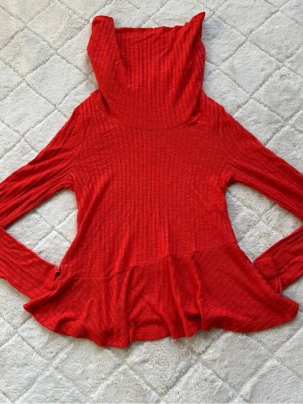 Anthropologie X Maeve | Winterscape Peplum tangerine top | Size Extra Small